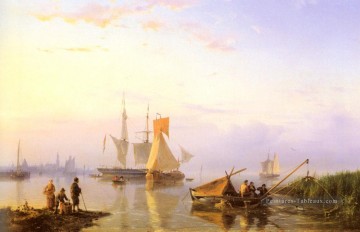 Hermanus Koekkoek Snr œuvres - Livraison Dans Un Calme Amsterdam Hermanus Snr Koekkoek paysage marin bateau